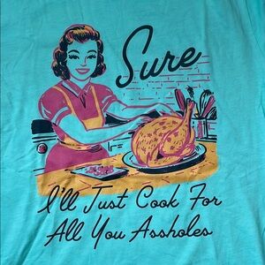 Lucy Jaynes Retro Graphic Tee with Humorous Print - Large